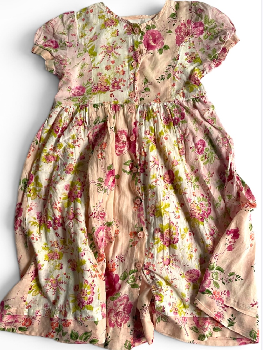 VINTAGE 90s April Cornell Dress Pink Patchwork Floral Cottagecore Lightweight